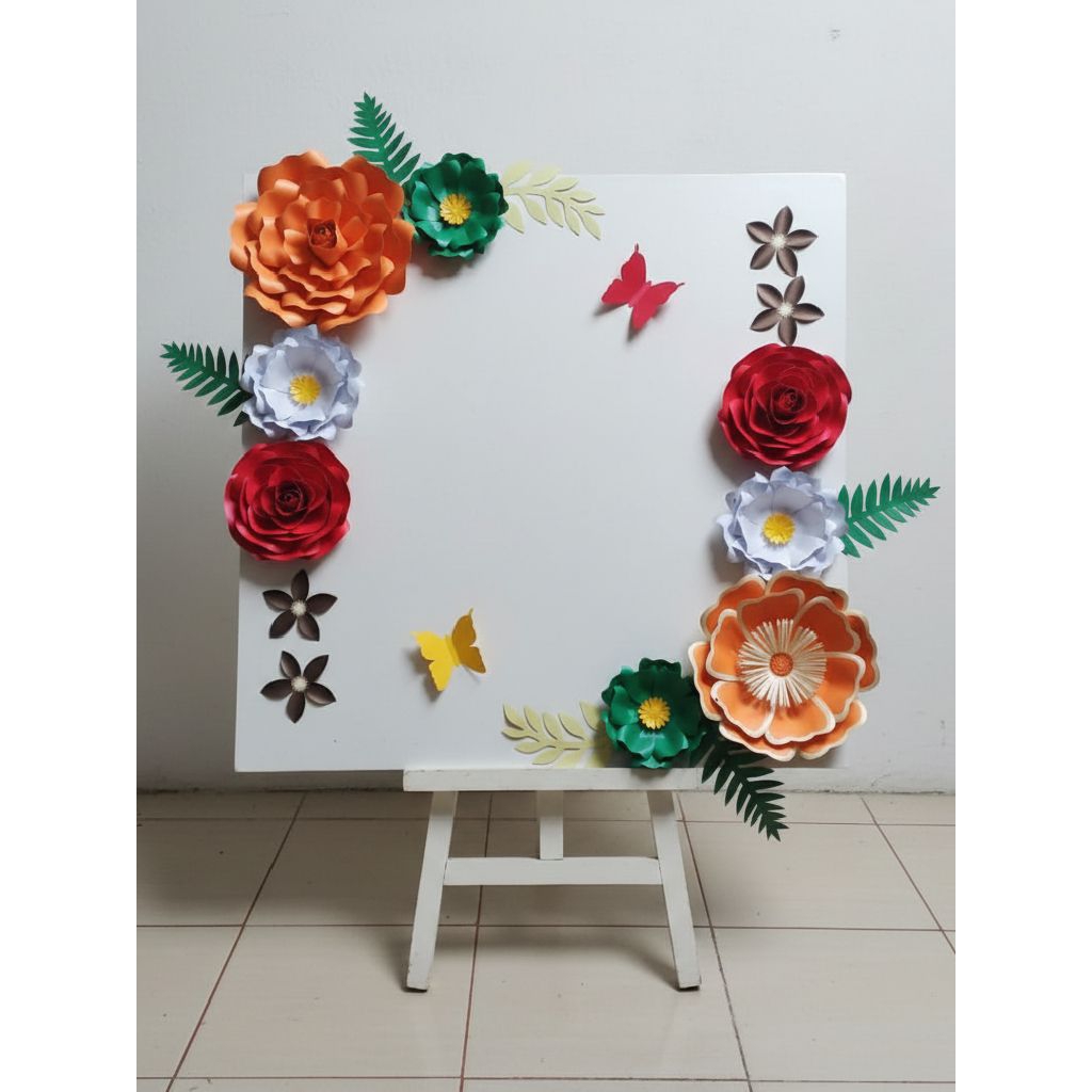 paper flower standing board untuk acara grand opening, wedding , ulang tahun , wisudah