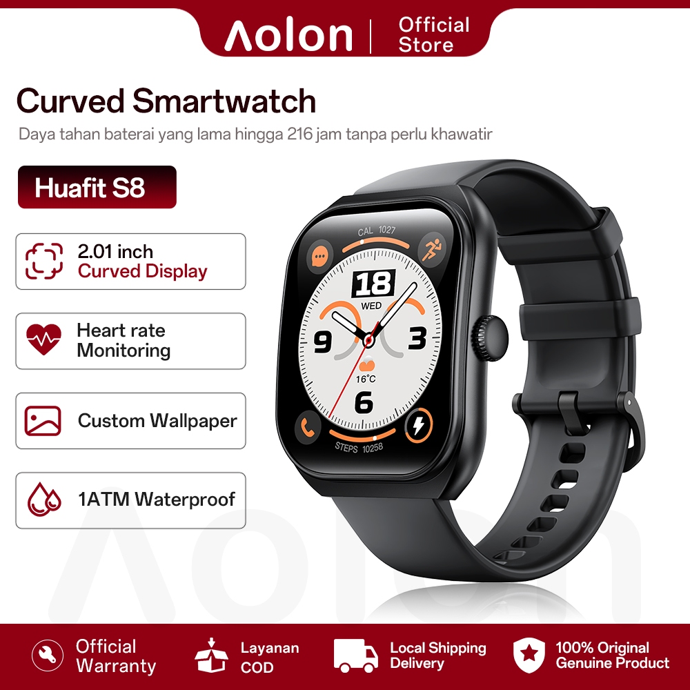 Aolon x huafit New Curved Smartwatch S8  2.1 inch Bluetooth Call Custom Wallpaper 120+ Sport Modes S