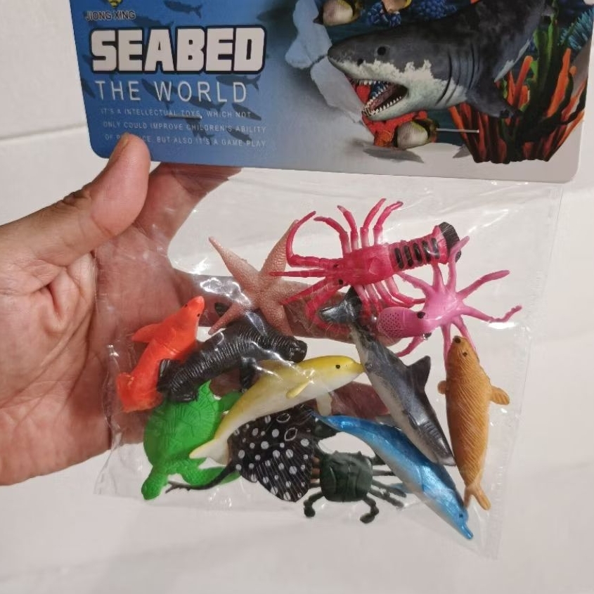 Harga per set Mainan Hewan Karet Ikan Paus dan Hiu / Dinosaurus / Lumba-lumba MINI