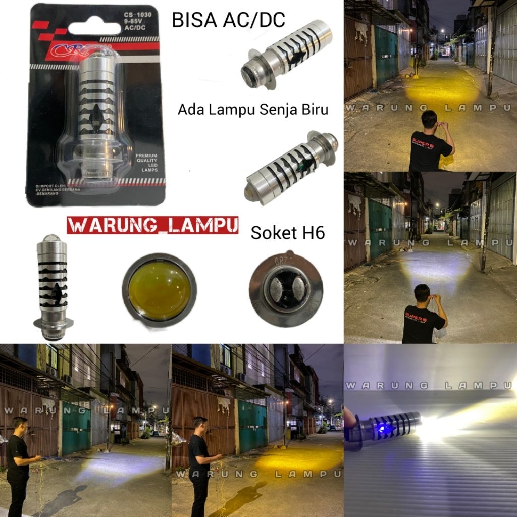 Lampu Depan LED H6 Laser CR7 2 Warna Plus Lampu Senja Biru