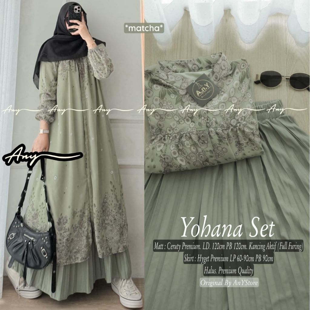 Yohana setelan midi dress dan rok plisket by A.N.Y gamis jumbo ld 120 dress ceruty premium long tuni