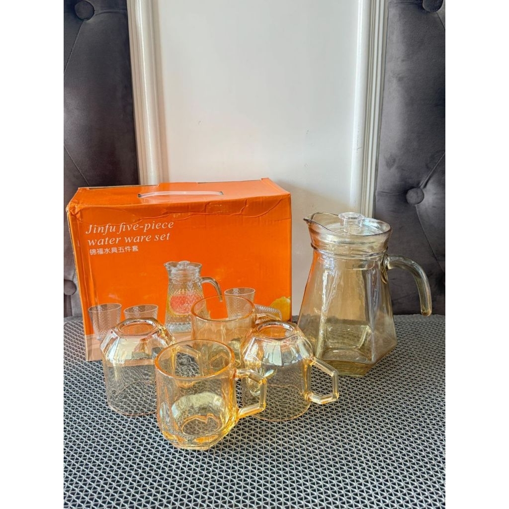 TEKO JAR GELAS SET KACA GOLD KADO PERNIKAHAN