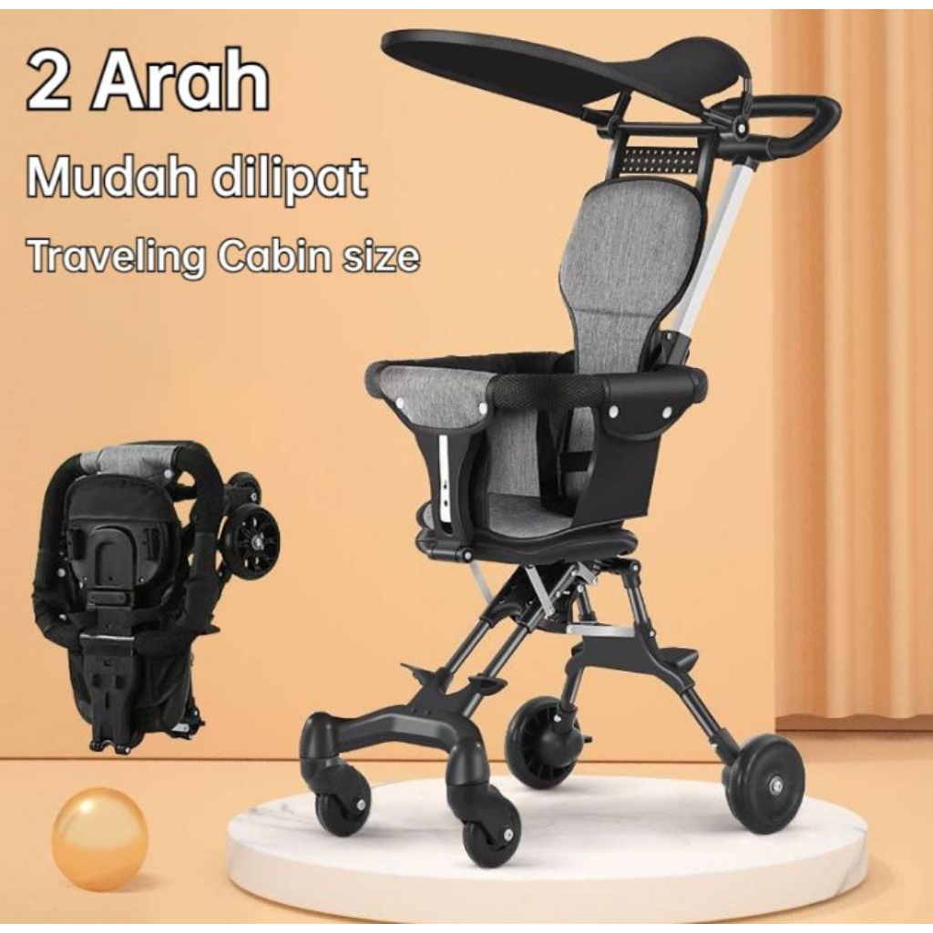 Stroller Bayi Lipat 2 Arah/Stroller Lipat Cabin Size/Stroller Banyak Lipat Traveling