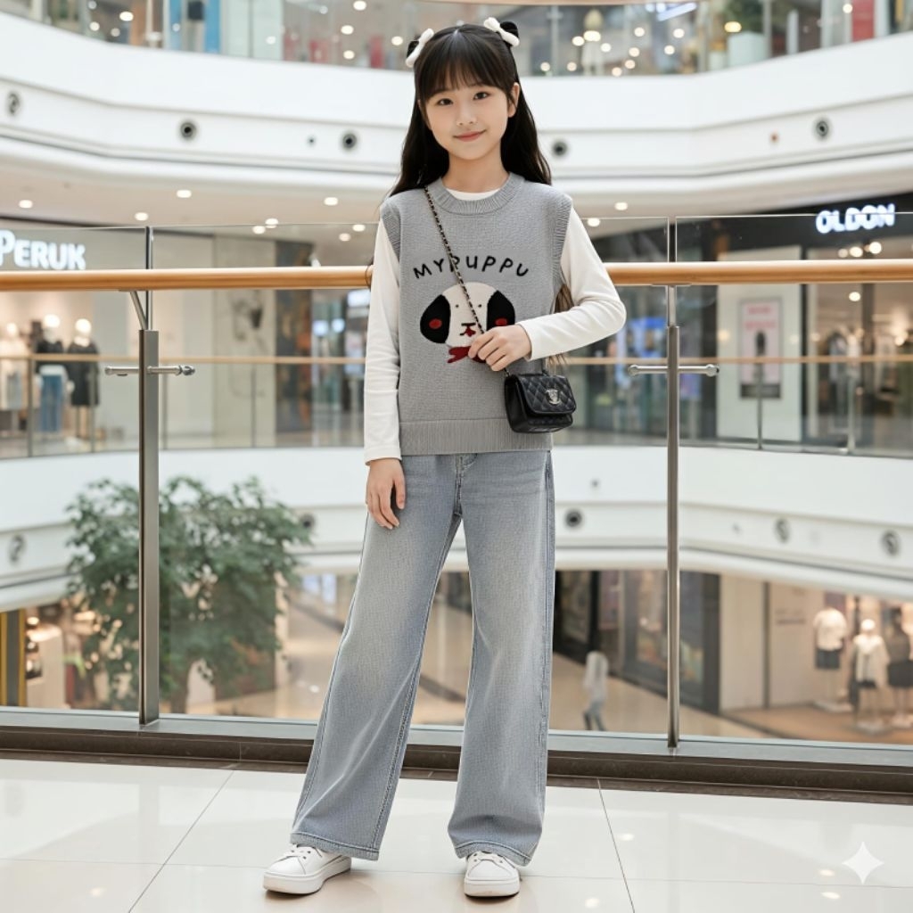 DMA-028 SETELAN BAJU PANJANG ANAK PEREMPUAN IMPORT USIA 10-15 TAHUN SETELAN BAJU ATASAN SWEATER BORD