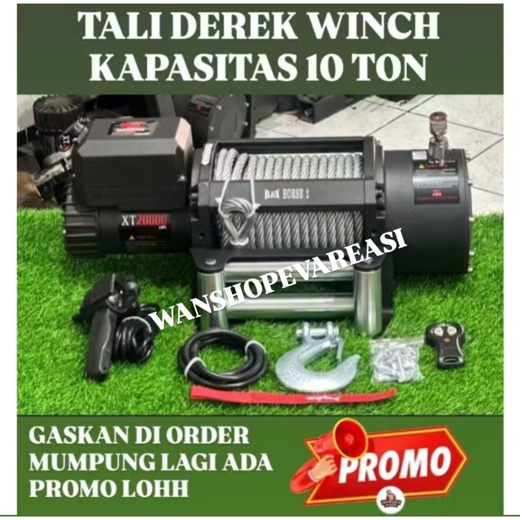 winch 20,000lbs kapasitas 10ton Sling baja Winch XT BLACK H tali derek mobil offroad 12v 24v