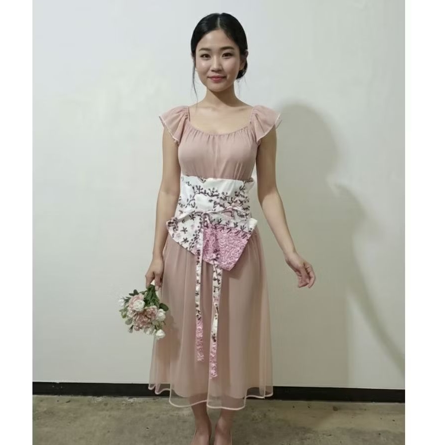 Obi Belt Batik Floral - Putih Pink Kembang