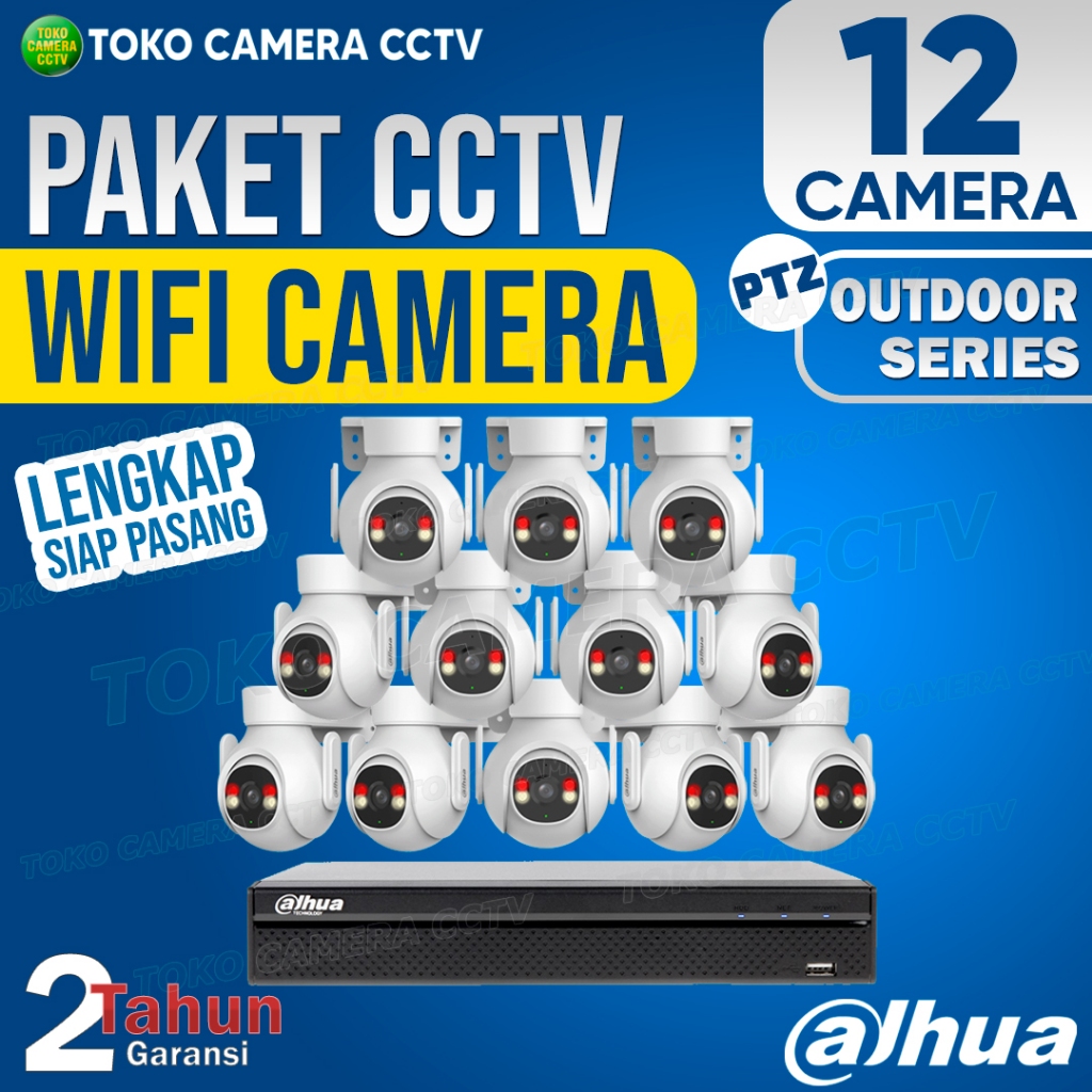 PAKET CCTV WIFI PTZ DAHUA OUTDOOR 16 CHANNEL 12 KAMERA