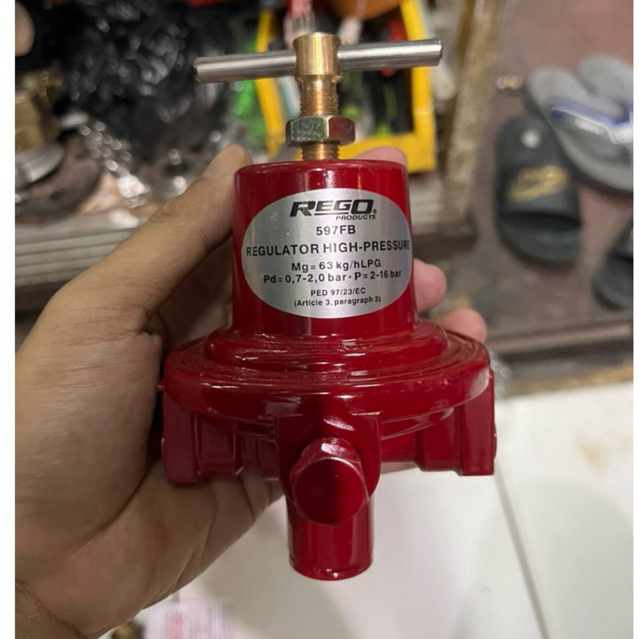 termurah regulator rego gas 50kg-597FB high pressuer plus nepel drat dalem derat luar 1/2”