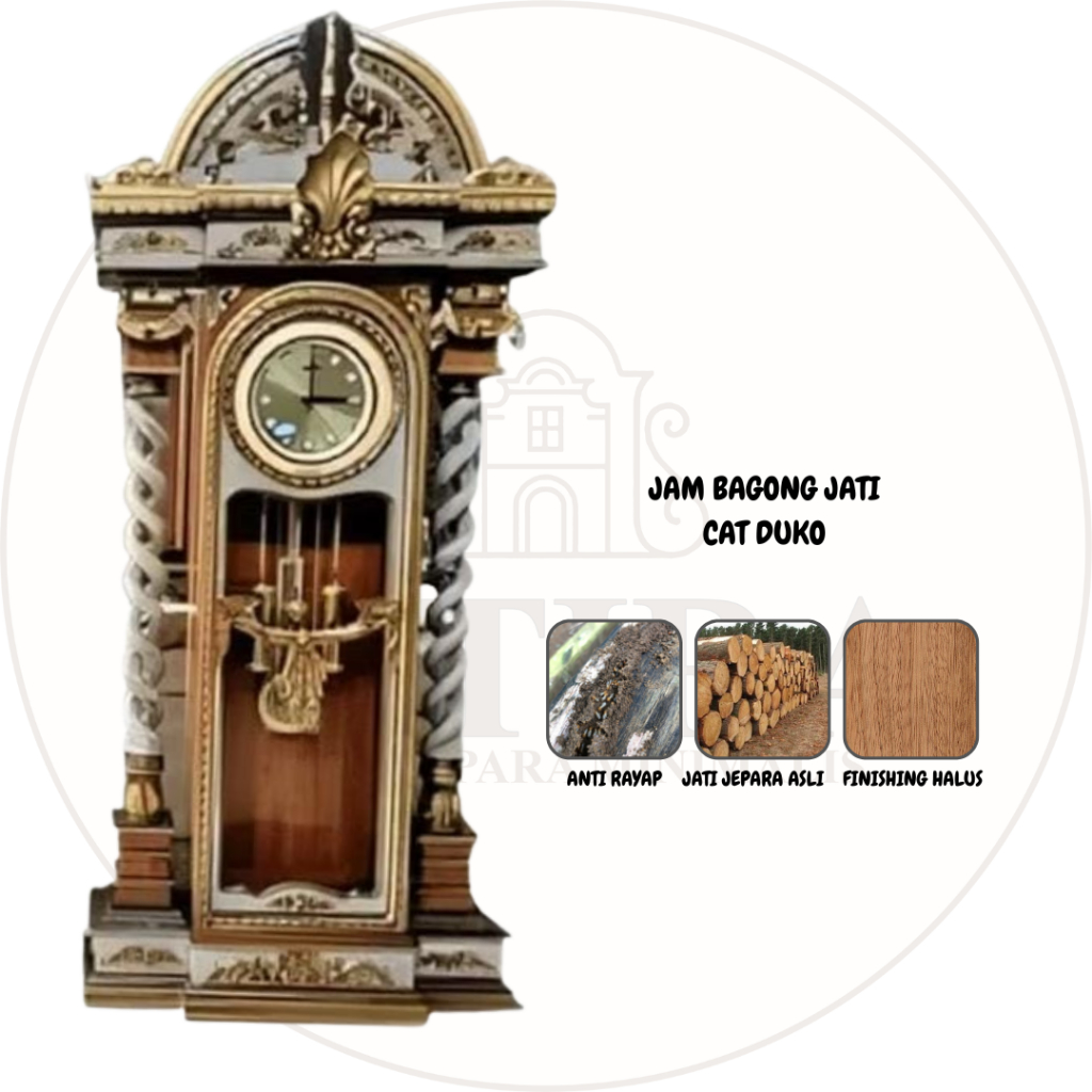 Jam Bagong Jati Cat Duko | Jam Hias Jati Asli Jepara Murah Palembang
