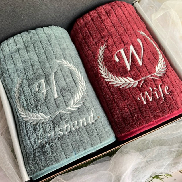 Hampers wedding handuk bordir/ kado pernikahan handuk bordir/handuk couple bordir
