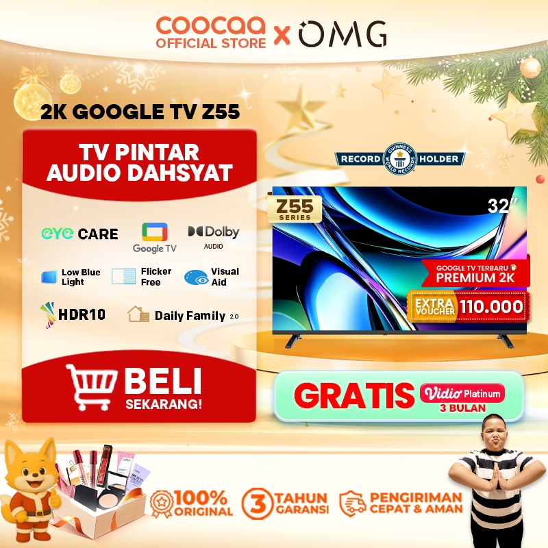 [TERBARU] COOCAA TV 32 inch Z55 - Google TV - Eye Care 5.0 - Dolby Audio - HDR10 -  (COOCAA 32Z55)