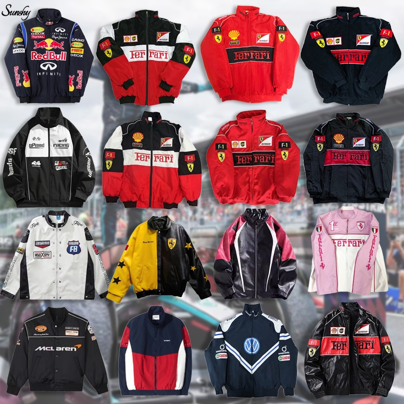 SUNSHY F1 Jaket Parasut Pria Fashion Bordir Baju Waterproof Olahraga Unisex Vintage Racing Jeans Jak