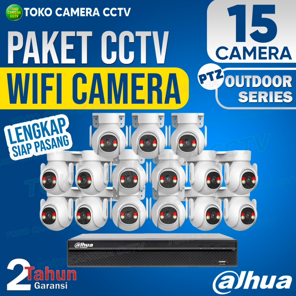 PAKET CCTV WIFI PTZ DAHUA OUTDOOR 16 CHANNEL 15 KAMERA