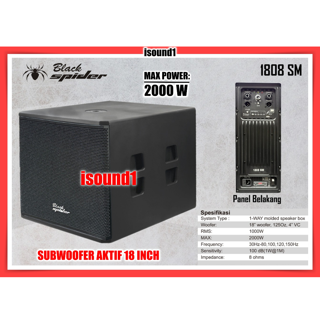 SUBWOOFER AKTIF BLACK SPIDER 18 INCH 1808 SM BLACKSPIDER 1808SM