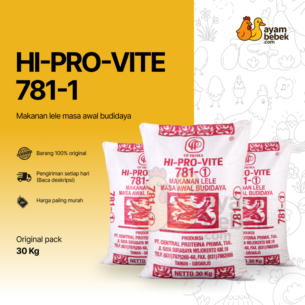 HI-PRO-VITE 781-1 PRIMA | PELET PAKAN IKAN LELE, GURAME, NILA, DLL. - UKURAN KECIL | GROSIR KILOAN |