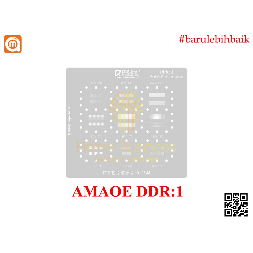 BGA Stencil Stensil Plat Cetakan Amaoe DDR:1 DDR1 Universal Memory RAM DDR3 DDR4 BGA78 BGA96 BGA128
