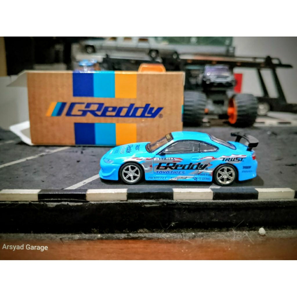Diecast Tarmac Vertex Nissan Silvia S15 Blue Greddy