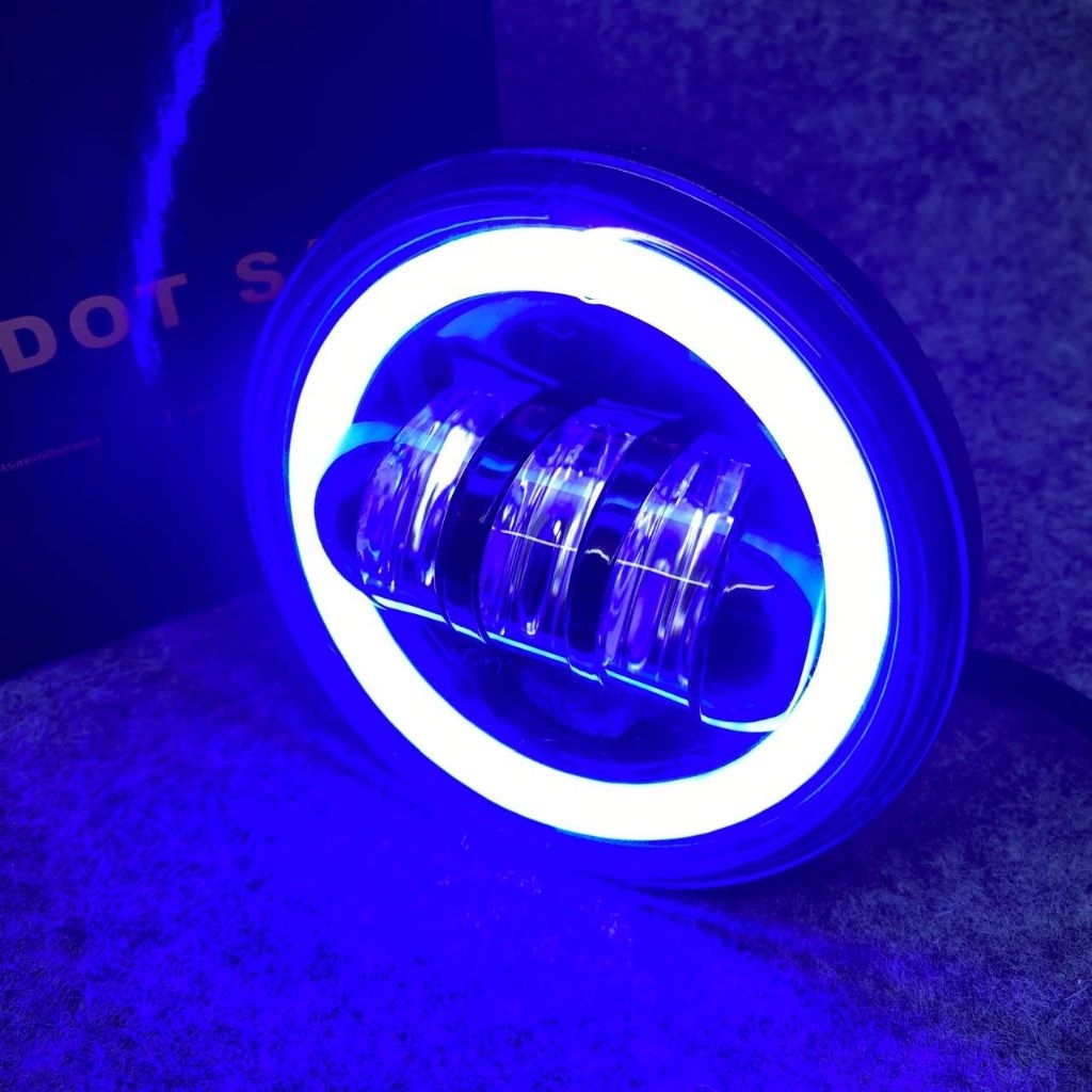 Lampu Daymaker C70 Yamaha V80 4.5 Inch DOT SAE Harley Foglamp Ring Blue
