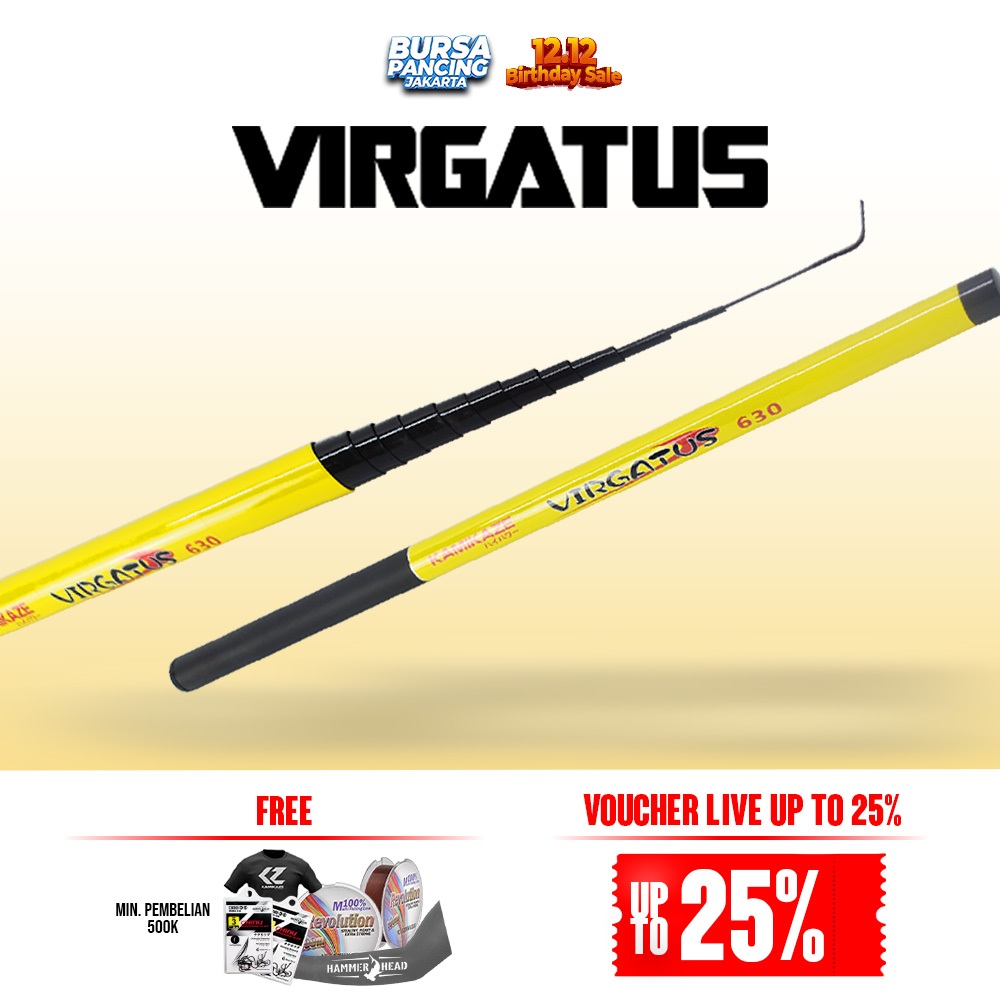 KAMIKAZE Joran Tegek VIRGATUS 240CM - 720CM Carbon Ruas pendek Cocok Untuk di Sungai dan Muara