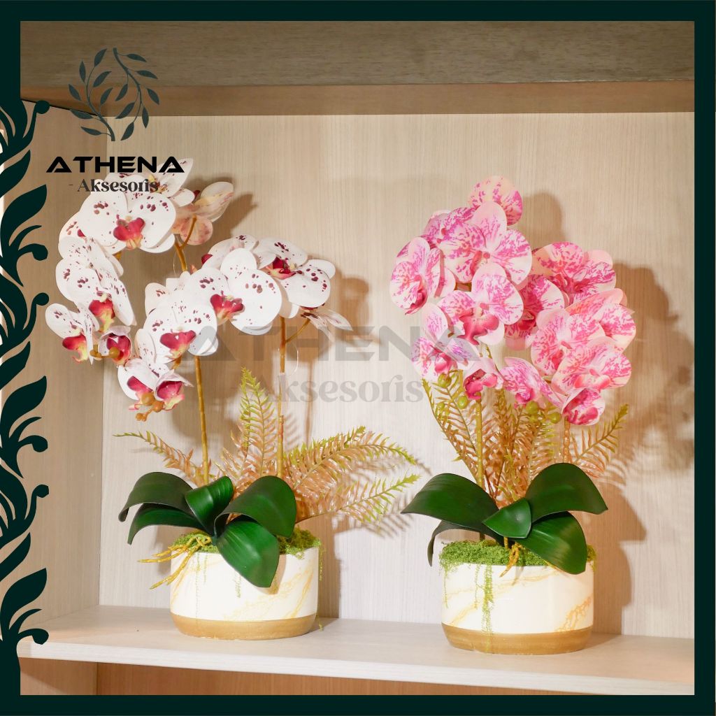 Rangkaian Anggrek Bulan Latex Premium | Hiasan Meja Ruang Tamu | Anggrek Latex Artificial Premium | 