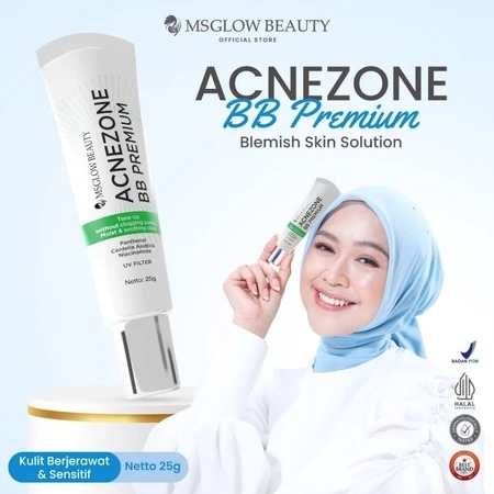 MS GLOW - ACNE ZONE BB PREMIUM - 25 GR | Menenangkan Kulit Sensitif - Mengecilkan Pori Pori - UV Fil