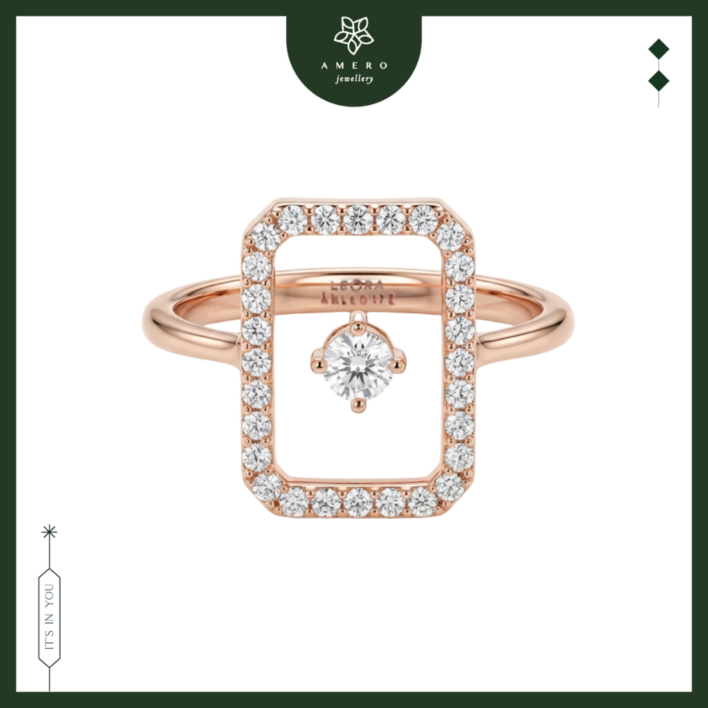 Cincin Emas Rose Gold 17K Leora LR-32 Amero Jewellery