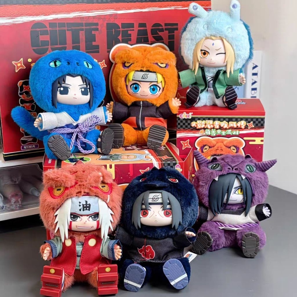 (READY) EAKI TOP TOY NARUTO V2 LABUBU SHIPPUNDEN CUTE BEAST SITTING SERIES VYNIL PLUSH BLIND BOX KEY