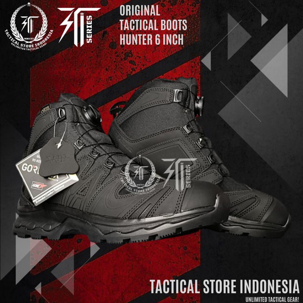 Tactical Indonesia 100% Sepatu Tactical 6 Inch Tali Putar Waterproof untuk Hiking dan Outdoor Pria H