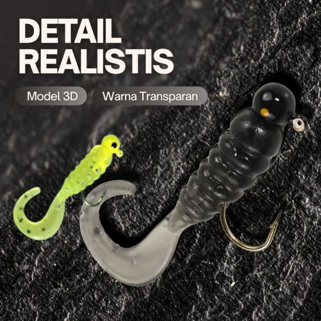 Umpan Pancing Soft Lure Cacing Sea Bass Bait Jig Head Ball Ultralight Fishing