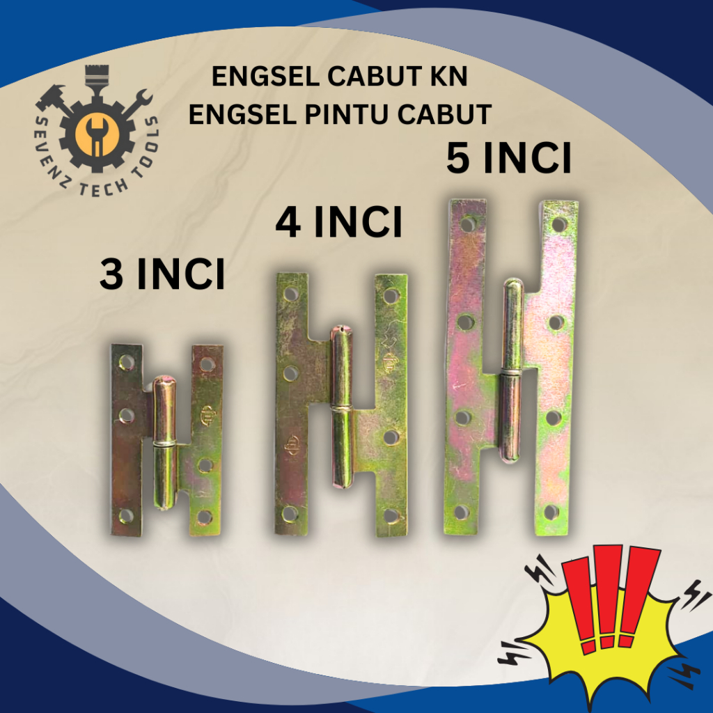 ENGSEL PINTU/JENDELA CABUT KUNING 3" 4" 5" / ENGSEL CABUT / ENGSEL PLAT H CABUT