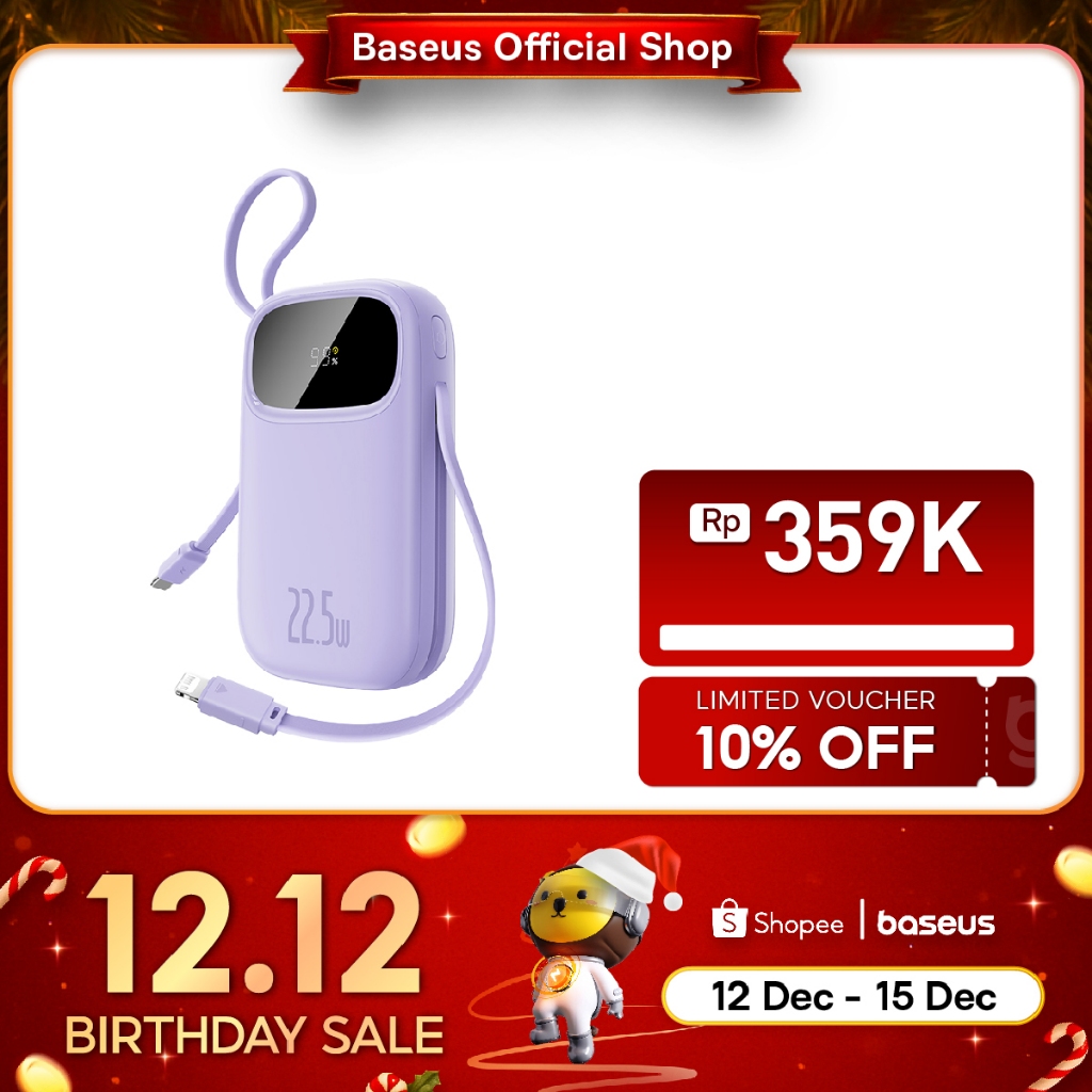 Baseus Power Bank EnerFill FC31 Qpow3 10000mAh 22,5W Fast Charging Powerbank Dual Cable