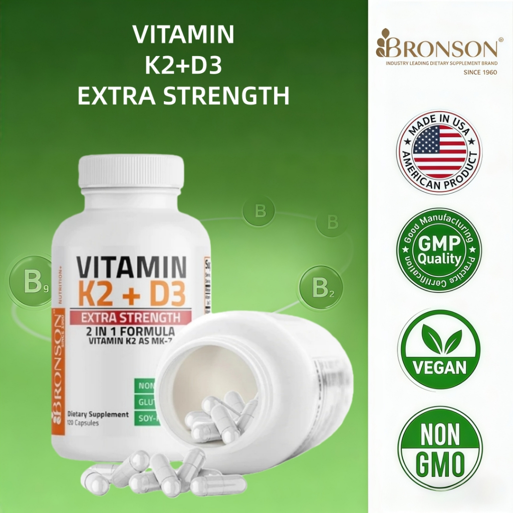 Bronson Vitamin K2 MK-7Plus D3 High Potency/Bronson EXTRA STRENGTH Vitamin K2+D3 10,000IU 60/120caps