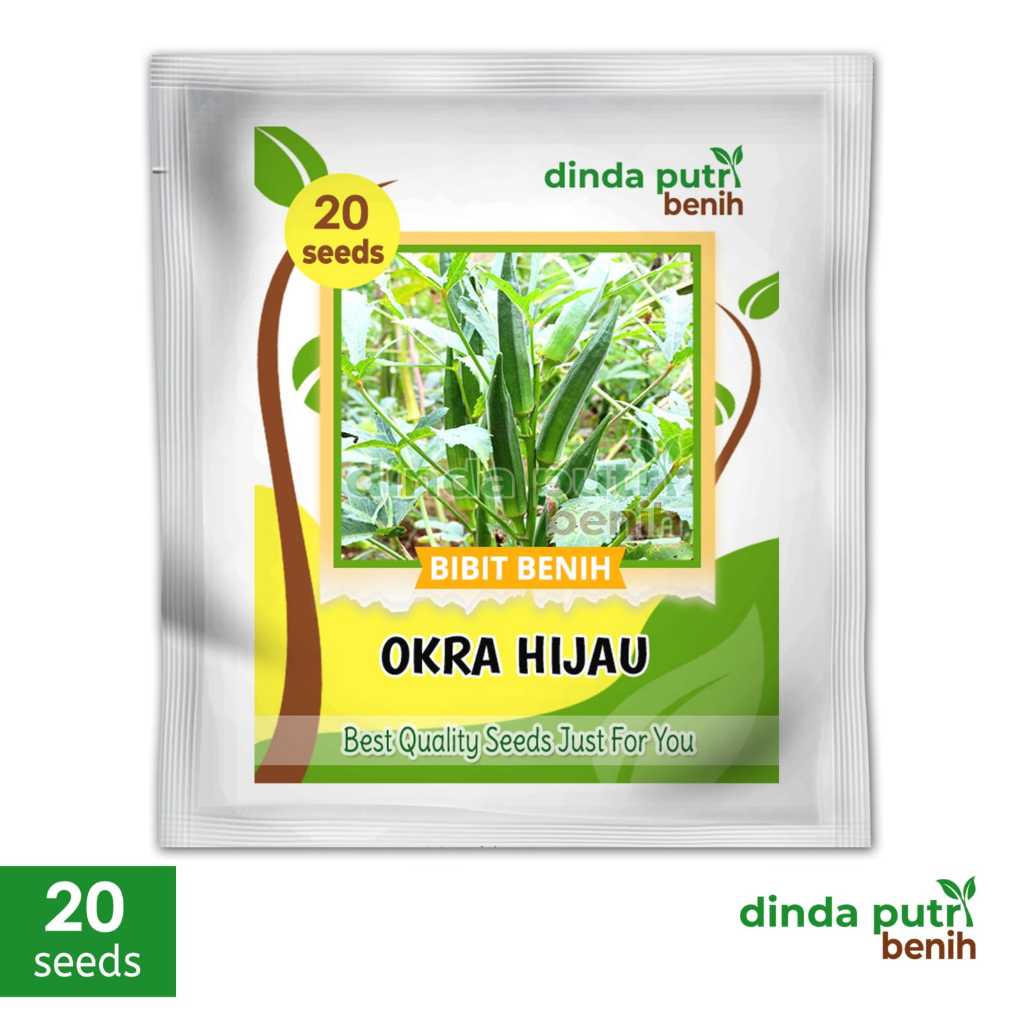 20 biji Benih OKRA Hijau super , benih sayuran okra hijau super