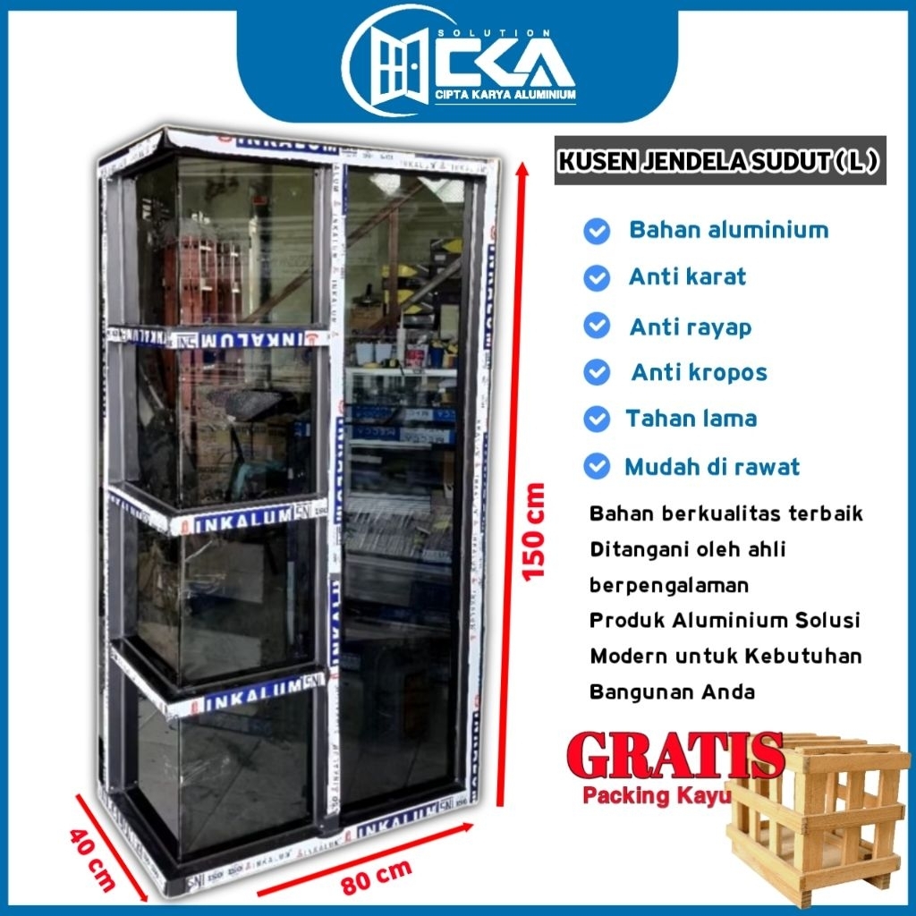 KUSEN JENDELA SUDUT ( L ) kaca mati