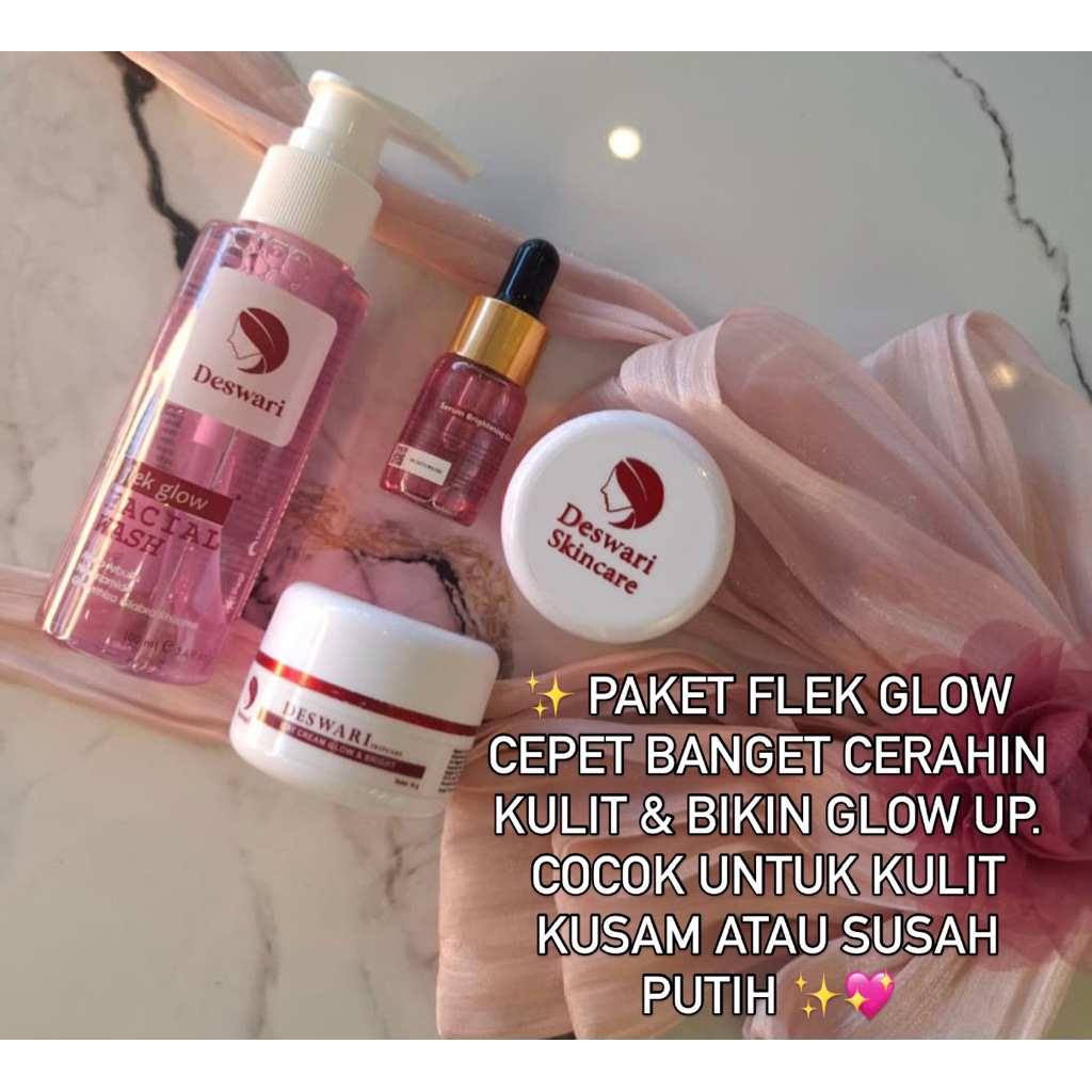 Deswari skincare / Paket flek glow /melasma/ susah Putih/ paket flek /bopeng/cream flek /flek glowin