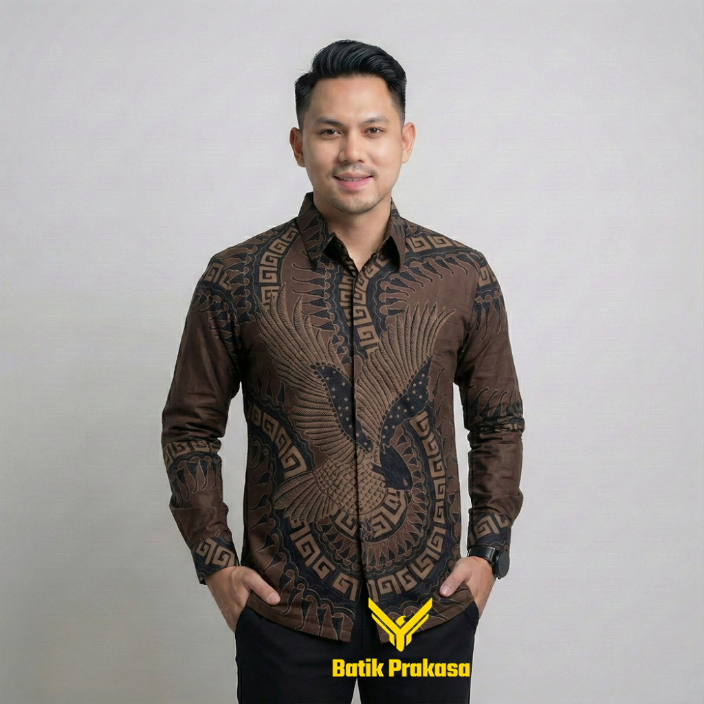 Kemeja Batik Pria 1250 Baju Lengan Panjang Slimfit Lapis Furing Batik Prakasa Motif Daniswara kode 1