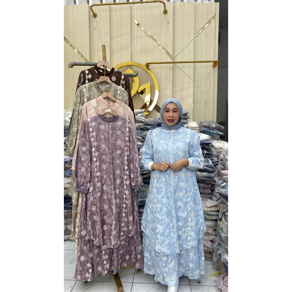 SARI FASHION PO 449 AKILA DRESS BORDIR BANGKOK TERBARU