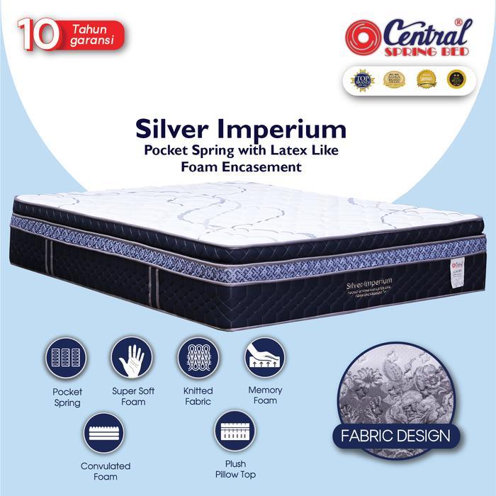 KASUR CENTRAL SPRINGBED TYPE SILVER IMPERIUM (Kasur Saja) - uk 90/100/120/160/180/200 cm - ORIGINAL 