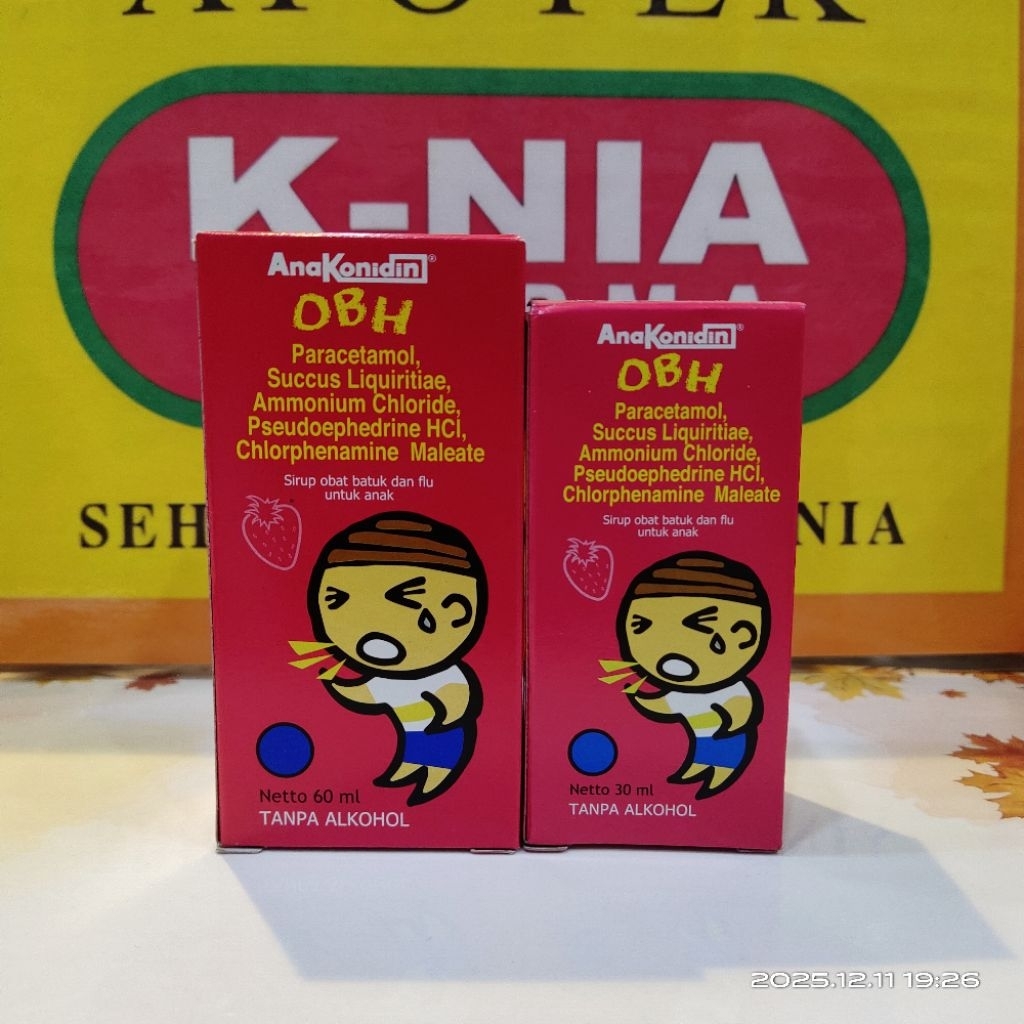 Anakonidin OBH sirup rasa strawberry obat batuk dan pilek anak