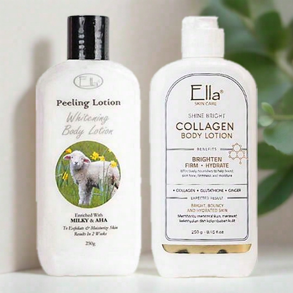 Ella Skincare Paket Body Lotion Glowing with Licorice, Niacinamide & AHA Kulit Cerah, Lembut, Lembab