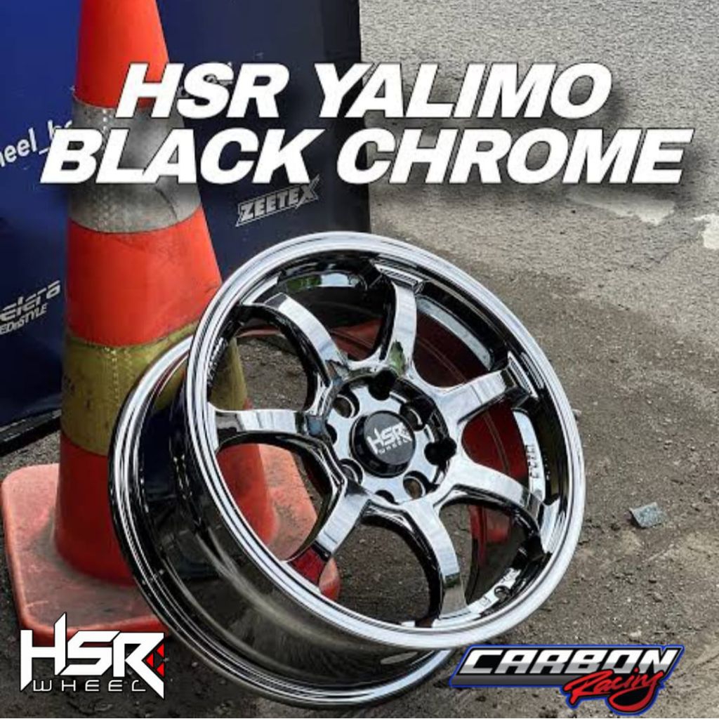 velg racing HSR WHEEL YALIMO r15 dan ring 18 pcd 5x114,3 BLACK CHROME bisa untuk semua mobil pcd 4x1
