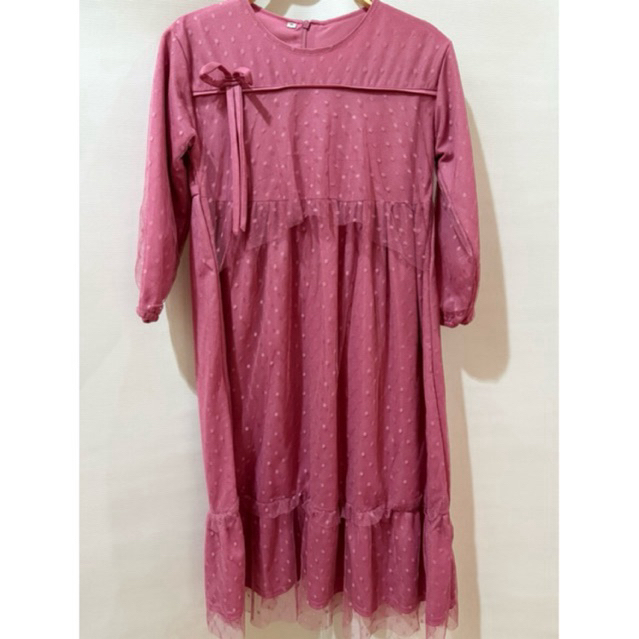 Dress Gamis Anak Perempuan  Dusty Pink 7-8 tahun (C1001)