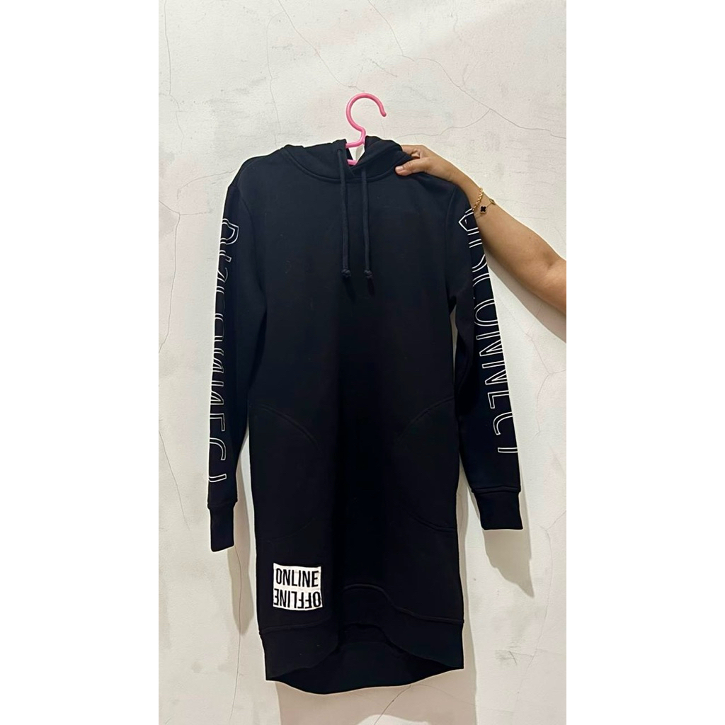 (preloved) dress hoodie hitam divided h&m