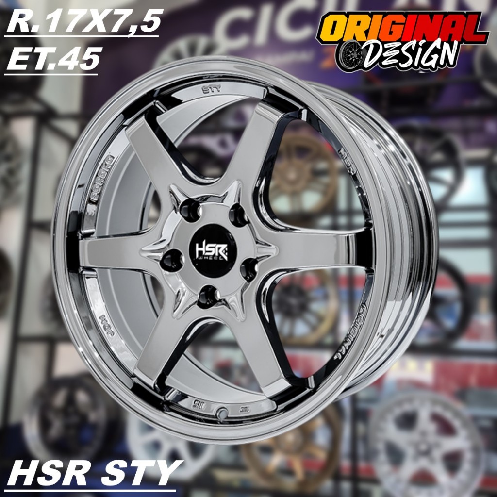 Velg Mobil RUSH TERIOS HRV INNOVA OUTLANDER Ring 17 Lubang 5 HSR STY R17 Black Chrome