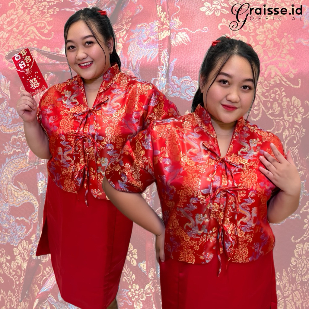 HELENA CNY Set Bigsize 2026 | Baju Imlek Bigsize | Oneset Imlek Bigsize | Baju Imlek Jumbo | Cheongs