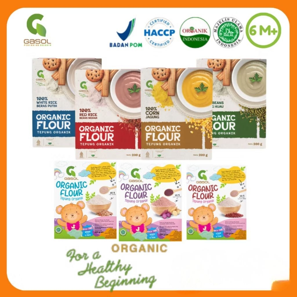 Gasol Tepung Organik MPASI 200 Gr Praktis 10 Menit Masak - Gasol Tepung Kacang Hijau - Tepung Beras 