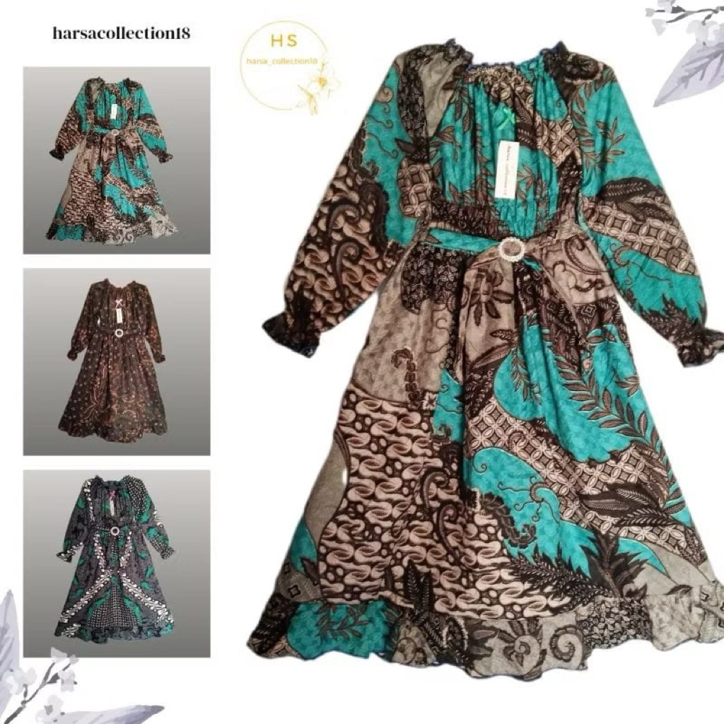 baju batik anak perempuan gamis batik full batik lemgan panjang 5-7 tahun