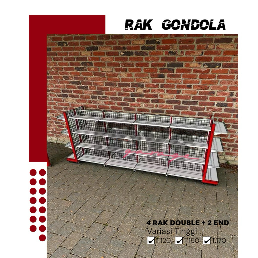 Rak Minimarket 6 Paket Hemat - 5 Susun , 5 Rak Minimarket Double 1 Starting - 3 Jointing & 2 Rak END