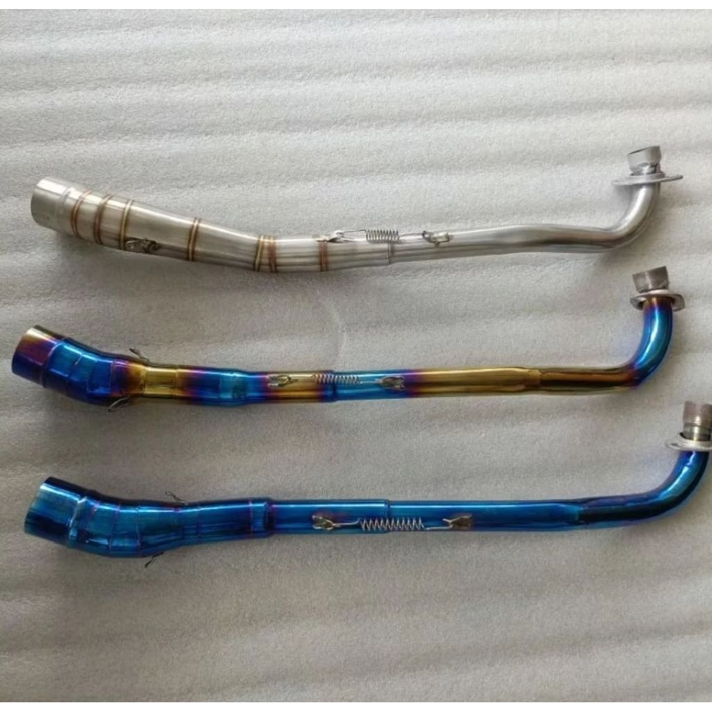 Leheran header leher bluemoon bluegold fullblue biru Knalpot Racing Supra110 supra125 Vega r/rr/ZR/n