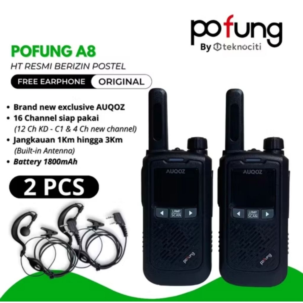 Pofung Handy Talky A8 LED Walkie Talkie 99CH HT Mini Jarak Jauh / HT UHF Original 2PCS